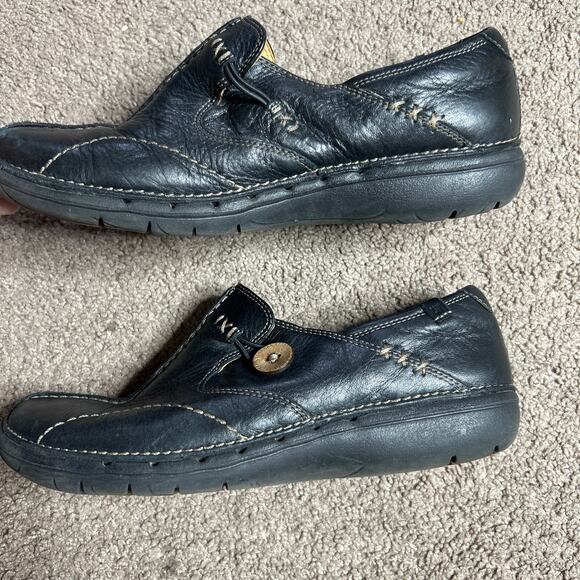 Clarks Artisan Unstructured Women's 7 M Black Leather Slip-On Shoes - Picture 3 of 6